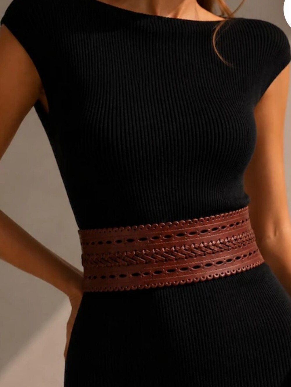 Saddle Brown Leather Artisan Corset Wide Multi-Way Statement Belt XL LIKE NEW